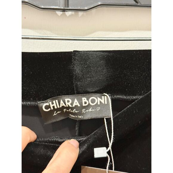 Chiara Boni La Petite Robe’s Velvet Wide Leg Trouser Pants Black 42 IT / US 6 - Picture 3 of 4